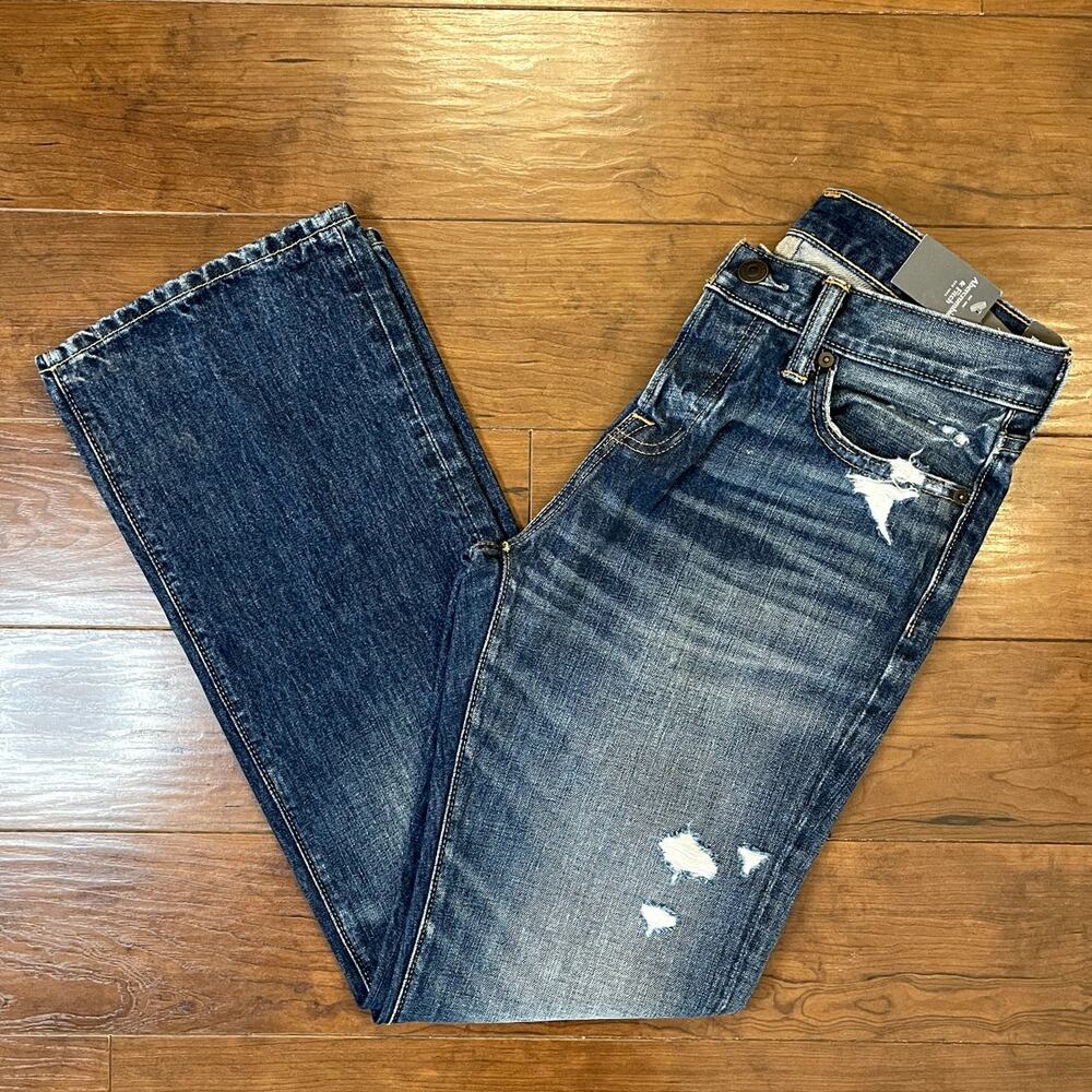 NWT Abercrombie & Fitch A&F Bootcut Jeans Mens 30x32 Distressed Y2K